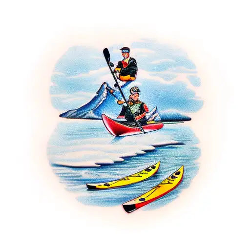 Kayak, Canoe, Skiing, Photography Combined tattoo design idea