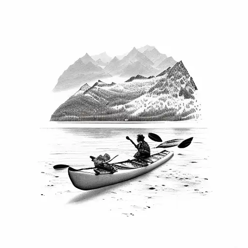 Kayak, Canoe, Skiing, Photography Combined tattoo design idea