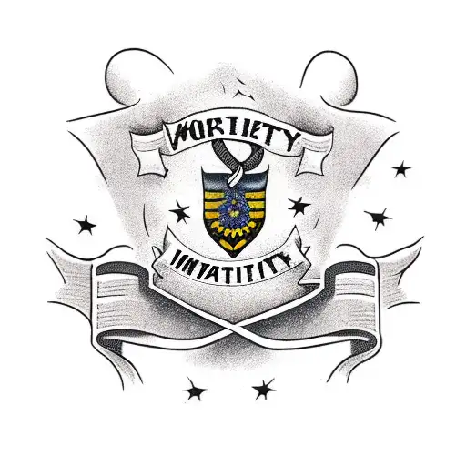 loyalty over integrity words on a banner with crossed flintlock pistols and American flag tattoo design idea