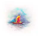 burning ship tattoo design idea