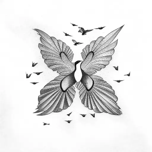 black birds in flight  tattoo design idea