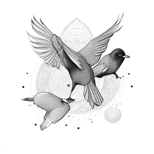 black birds in flight  tattoo design idea