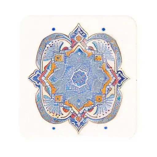 iranian traditional tile style with tranditional writings in persian sayig "ان معی ربی سیهدین" tattoo design idea