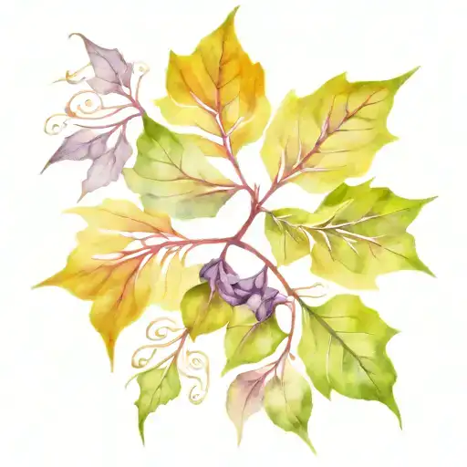 purple ivy leaves tattoo design idea