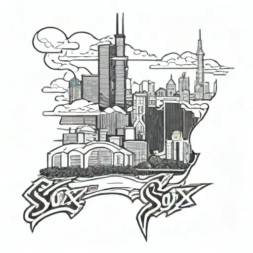 Chicago white Sox city skyline tattoo design idea