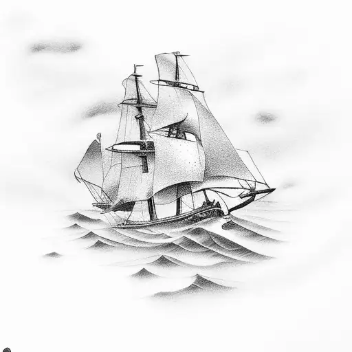Black pearl sailing on stormy seas tattoo design idea