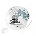 Pirate ship silhouette with a black pearl as the moon tattoo design idea