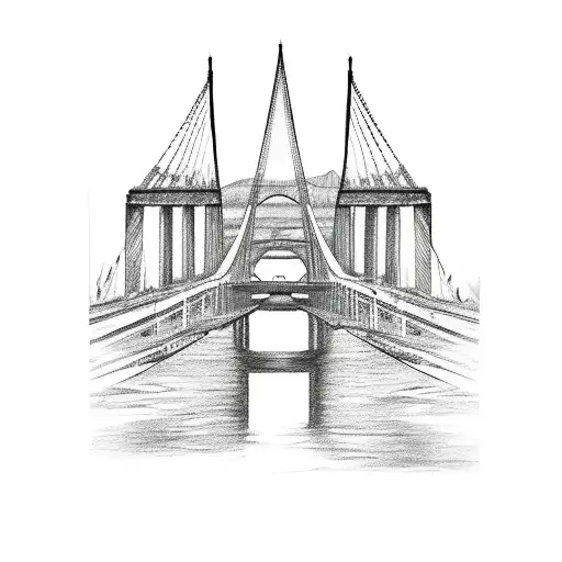 A sketch of the Bosphorus Bridge connecting Europe and Asia tattoo design idea