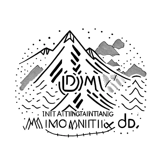 A minimalist tattoo design of a mountain landscape with the words 'Mom & Dad' integrated into the mountain silhouette, symbolizing the client's love and gratitude towards their parents tattoo design idea