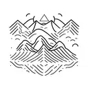 A minimalist tattoo design of a mountain landscape with the words 'Mom & Dad' integrated into the mountain silhouette, symbolizing the client's love and gratitude towards their parents tattoo design idea