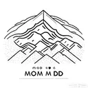 A minimalist tattoo design of a mountain landscape with the words 'Mom & Dad' integrated into the mountain silhouette, symbolizing the client's love and gratitude towards their parents tattoo design idea