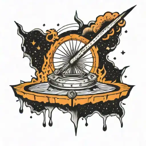 milkyway with sundial tattoo design idea