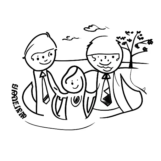 A heartwarming stick figure illustration of the client holding hands with his daughter, emphasizing the bond between father and child tattoo design idea