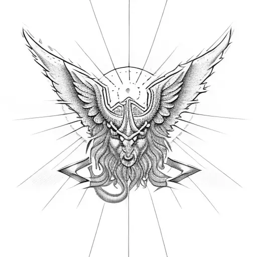 biblical angle with rays  tattoo design idea