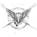 biblical angle with rays  tattoo design idea