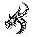 red Dragon fine line tattoo design idea