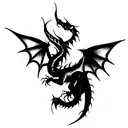 red Dragon fine line tattoo design idea