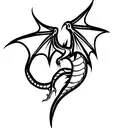 red Dragon fine line tattoo design idea