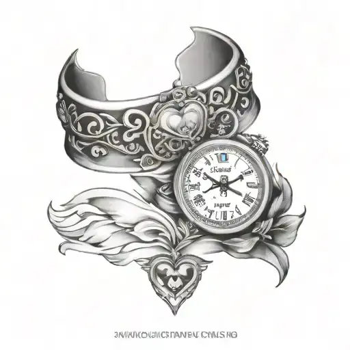rolex crone and heart tattoo design idea