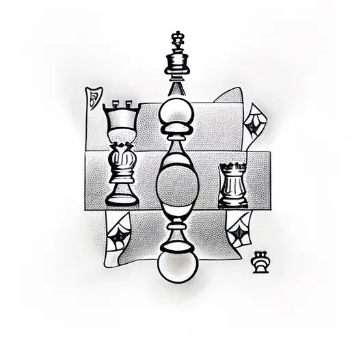 chess board with black queen tattoo design idea