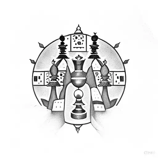 chess board with a black queen tattoo design idea