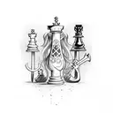 chess board with a black queen tattoo design idea