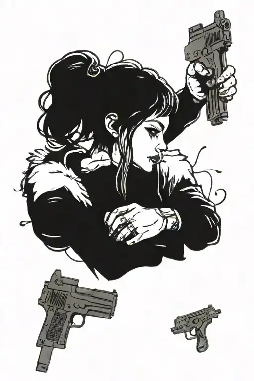drugs guns money girls graffiti tattoo design idea