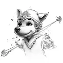 ombre peter pan qui chuchotte avec petite fée clochette tattoo design idea