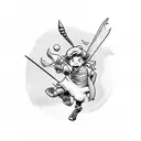 ombre peter pan qui chuchotte avec petite fée clochette tattoo design idea