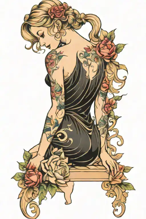 full body Aphrodite realistic sexy girl shoulder tattoo tattoo design idea