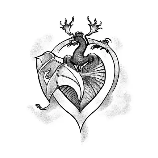 A heart with dragon tattoo design idea