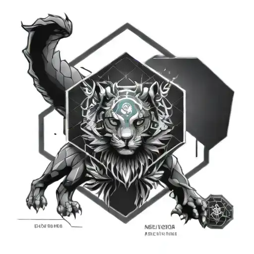 i want hexagon rgb logo and SantoorGaming in middle of logo tattoo design idea