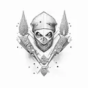 manopla medieval segurando um raio com a mão fechada tattoo design idea