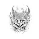 manopla medieval segurando um raio com a mão fechada tattoo design idea