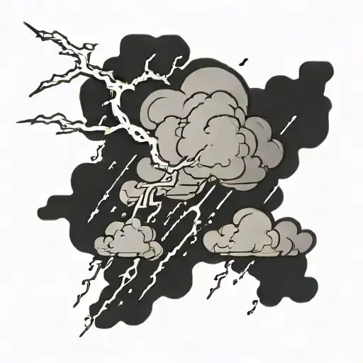 storm cloud with lightning bolt and rain falling tattoo design idea
