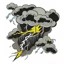 storm cloud with lightning bolt and rain falling tattoo design idea