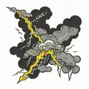 storm cloud with lightning bolt and rain falling tattoo design idea