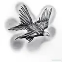 flying raven bird tattoo design idea