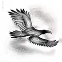 flying raven bird tattoo design idea