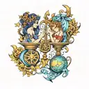 libra and pisces tattoo design idea