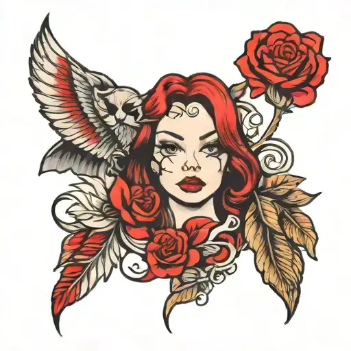 girl wearing lipstick  tattoo design idea