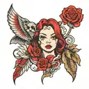 girl wearing lipstick  tattoo design idea