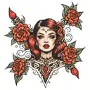 girl wearing lipstick  tattoo design idea