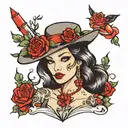 girl wearing lipstick  tattoo design idea