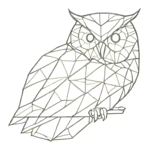 geometric owl with glitter tattoo design idea