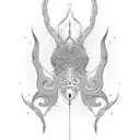 A stylized kidney with intricate dotwork detailing tattoo design idea