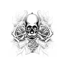 Skull with roses and a dragon tattoo design idea