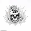 Skull with roses and a dragon tattoo design idea