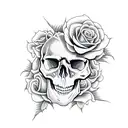Skull with roses and a dragon tattoo design idea