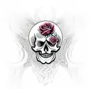 Skull with roses and a dragon tattoo design idea